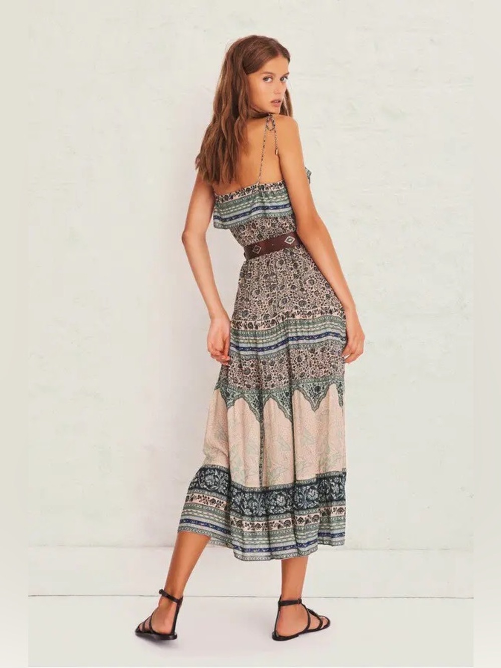 Ba&sh Teresa Midi Dress in Vertdeau Print | Size S / US 4 - Picture 3 of 13